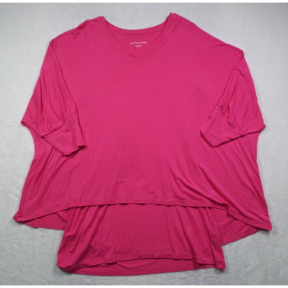 Soft Surroundings Top Womens Size Petite XL Pink Indeevar Tunic V Neck